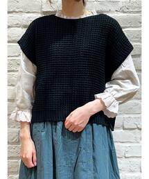 Samansa Mos2 | 前後着透かしニットベスト(ベスト)