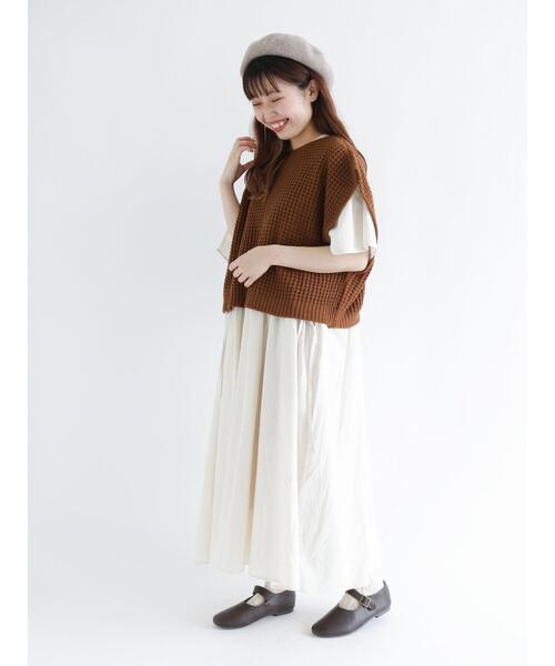 Samansa Mos2(サマンサ モスモス)の「前後着透かしニットベスト(ベスト・レディース・ブラック/ベージュ/ブラウン・フリ-)」の4枚目の写真