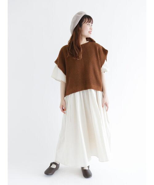 Samansa Mos2(サマンサ モスモス)の「前後着透かしニットベスト(ベスト・レディース・ブラック/ベージュ/ブラウン・フリ-)」の18枚目の写真