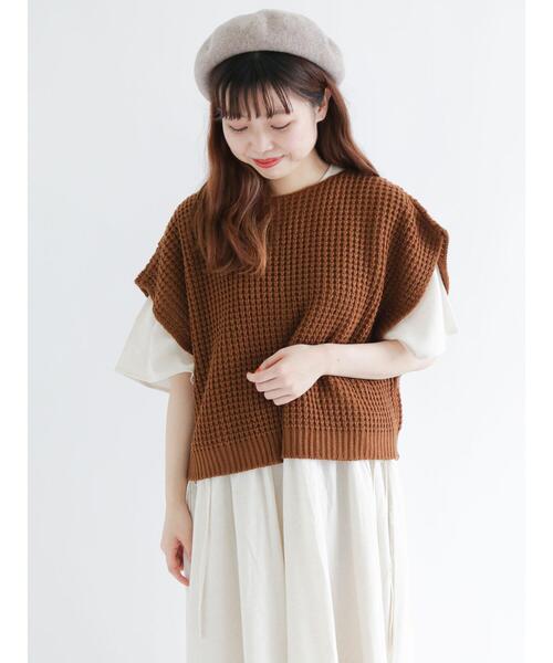 Samansa Mos2(サマンサ モスモス)の「前後着透かしニットベスト(ベスト・レディース・ブラック/ベージュ/ブラウン・フリ-)」の19枚目の写真