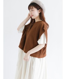 Samansa Mos2 | 前後着透かしニットベスト(ベスト)