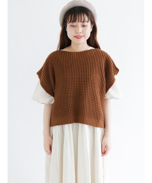 Samansa Mos2(サマンサ モスモス)の「前後着透かしニットベスト(ベスト・レディース・ブラック/ベージュ/ブラウン・フリ-)」の10枚目の写真