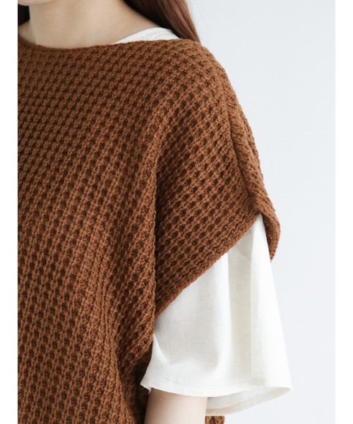 Samansa Mos2(サマンサ モスモス)の「前後着透かしニットベスト(ベスト・レディース・ブラック/ベージュ/ブラウン・フリ-)」の15枚目の写真