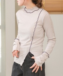 2WAY配色メロウハイネックトップス