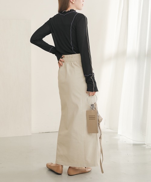 Bab（バブ）の「2WAY配色メロウハイネックトップス（Tシャツ/カットソー・レディース・ライトグレー/アイボリー/ブラック/ブラウン/イエロー/キャメル・FREE）」の16枚目の写真