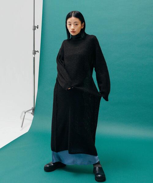 CITEN（シテン）の「＜CITEN＞アルパカミックス メッシュ ロングワンピース（ワンピース・レディース・ブラック/ライム・FREE）」の9枚目の写真