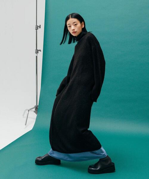 CITEN（シテン）の「＜CITEN＞アルパカミックス メッシュ ロングワンピース（ワンピース・レディース・ブラック/ライム・FREE）」の17枚目の写真