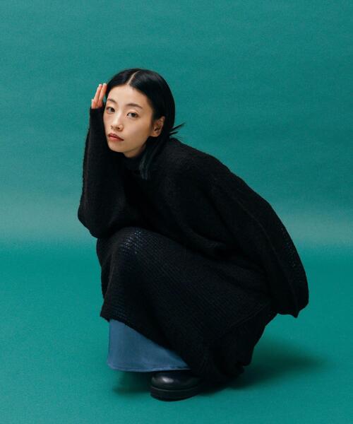 CITEN（シテン）の「＜CITEN＞アルパカミックス メッシュ ロングワンピース（ワンピース・レディース・ブラック/ライム・FREE）」の14枚目の写真