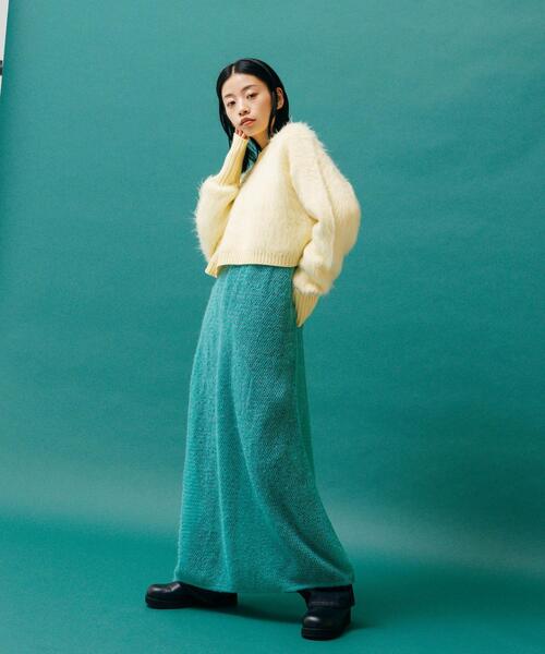 CITEN（シテン）の「＜CITEN＞アルパカミックス メッシュ ロングワンピース（ワンピース・レディース・ブラック/ライム・FREE）」の6枚目の写真