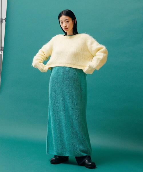 CITEN（シテン）の「＜CITEN＞アルパカミックス メッシュ ロングワンピース（ワンピース・レディース・ブラック/ライム・FREE）」の3枚目の写真