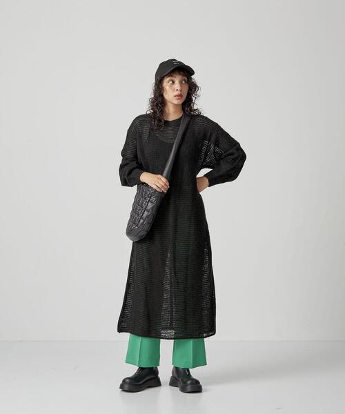 CITEN（シテン）の「＜CITEN＞アルパカミックス メッシュ ロングワンピース（ワンピース・レディース・ブラック/ライム・FREE）」の10枚目の写真