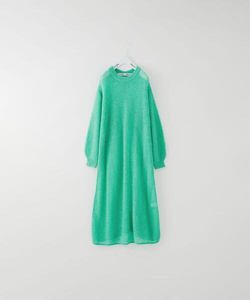 CITEN（シテン）の「＜CITEN＞アルパカミックス メッシュ ロングワンピース（ワンピース・レディース・ブラック/ライム・FREE）」の5枚目の写真