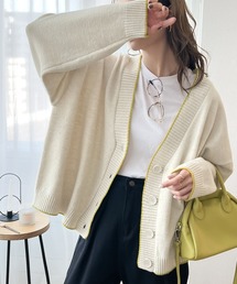 classicalelf | 柔らかもち肌。パイピング配色オーバーニットカーディガン(カーディガン/ボレロ)