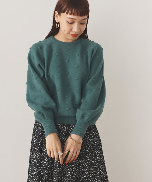 BEAMS HEART(ビームスハート)の「BEAMS HEART / ポップコーン ジャカードニット(ニット/セーター・レディース・グリーン/アイボリー/レッド系その他・FREE)」の7枚目の写真