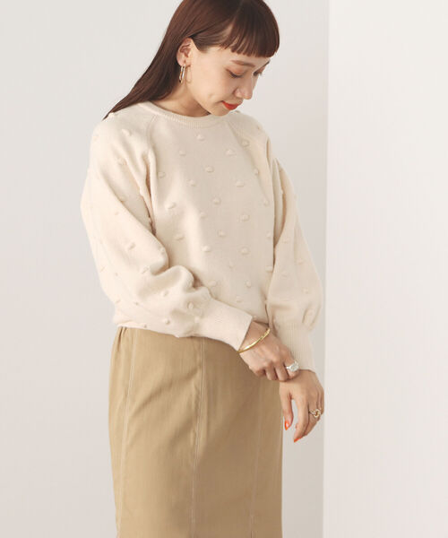 BEAMS HEART(ビームスハート)の「BEAMS HEART / ポップコーン ジャカードニット(ニット/セーター・レディース・グリーン/アイボリー/レッド系その他・FREE)」の12枚目の写真
