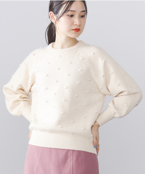 BEAMS HEART(ビームスハート)の「BEAMS HEART / ポップコーン ジャカードニット(ニット/セーター・レディース・グリーン/アイボリー/レッド系その他・FREE)」の2枚目の写真
