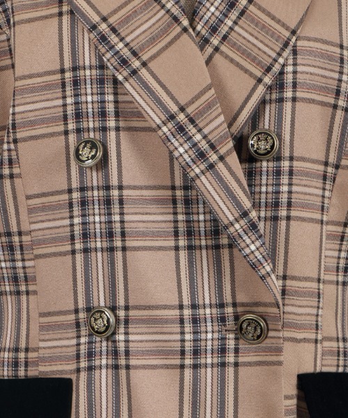 axes femme POETIQUE（アクシーズファムポエティック）の「チェック×別珍ロングジャケット（テーラードジャケット・レディース・ネイビー/ブラウン/グレー・MEDIUM）」の11枚目の写真