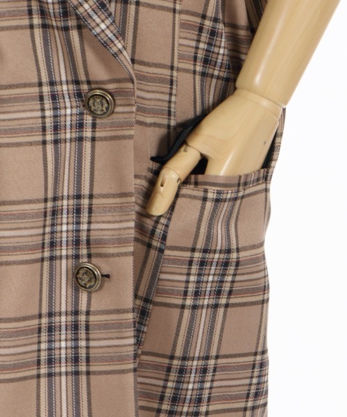 axes femme POETIQUE（アクシーズファムポエティック）の「チェック×別珍ロングジャケット（テーラードジャケット・レディース・ネイビー/ブラウン/グレー・MEDIUM）」の13枚目の写真