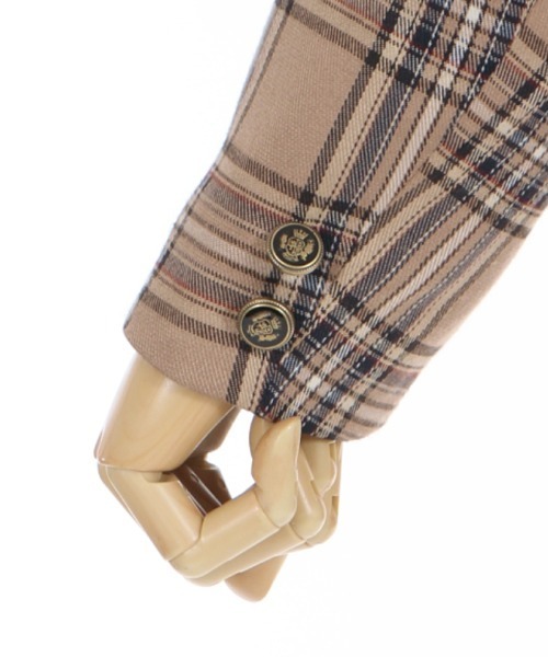 axes femme POETIQUE（アクシーズファムポエティック）の「チェック×別珍ロングジャケット（テーラードジャケット・レディース・ネイビー/ブラウン/グレー・MEDIUM）」の14枚目の写真