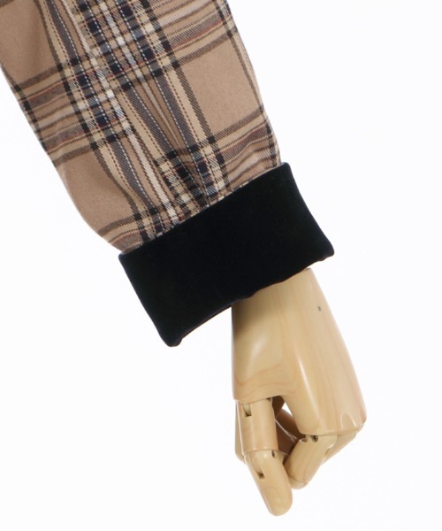 axes femme POETIQUE（アクシーズファムポエティック）の「チェック×別珍ロングジャケット（テーラードジャケット・レディース・ネイビー/ブラウン/グレー・MEDIUM）」の15枚目の写真