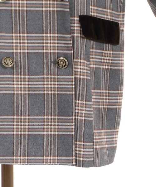 axes femme POETIQUE（アクシーズファムポエティック）の「チェック×別珍ロングジャケット（テーラードジャケット・レディース・ネイビー/ブラウン/グレー・MEDIUM）」の21枚目の写真