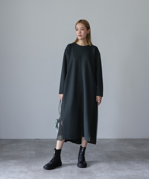 HERENCIA(ヘレンチア)の「フロント&バックチュール ロングスリーブ デザイン ワンピース(ドレス・レディース・ダークカーキ/ブラック・MEDIUM/LARGE)」の16枚目の写真