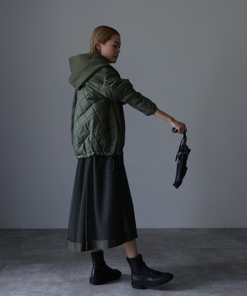 HERENCIA(ヘレンチア)の「フロント&バックチュール ロングスリーブ デザイン ワンピース(ドレス・レディース・ダークカーキ/ブラック・MEDIUM/LARGE)」の14枚目の写真