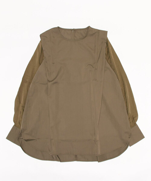 STYLEBLOCK（スタイルブロック）の「ツイル×ポプリンドッキングブラウス（シャツ/ブラウス・レディース・モカ/ダークグリーン/ブラック/ホワイト/ブルー系その他・M）」の4枚目の写真
