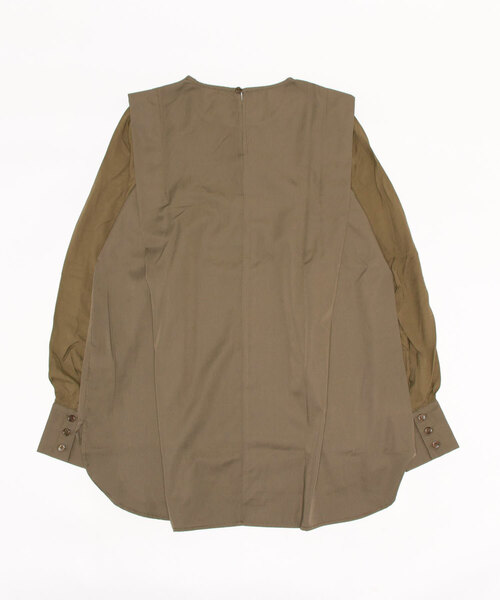 STYLEBLOCK（スタイルブロック）の「ツイル×ポプリンドッキングブラウス（シャツ/ブラウス・レディース・モカ/ダークグリーン/ブラック/ホワイト/ブルー系その他・M）」の6枚目の写真