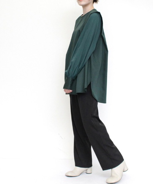 STYLEBLOCK（スタイルブロック）の「ツイル×ポプリンドッキングブラウス（シャツ/ブラウス・レディース・モカ/ダークグリーン/ブラック/ホワイト/ブルー系その他・M）」の9枚目の写真