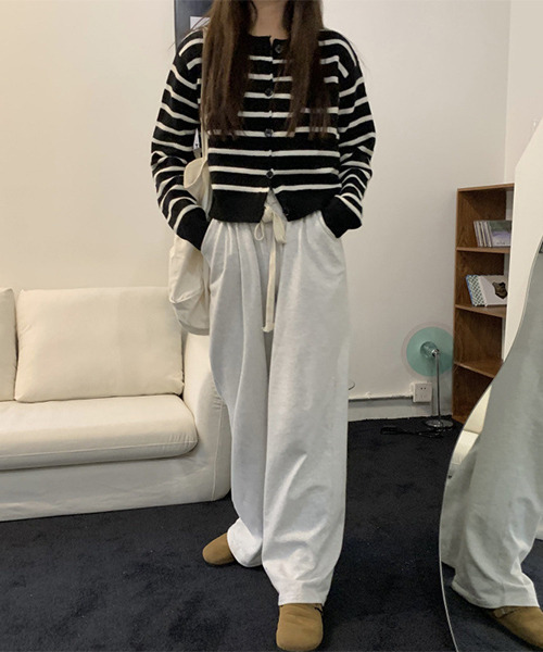 c.u.l(シーユーエル)の「ボーダーニット ショート丈カーディガン culw292(カーディガン/ボレロ・レディース・グリーン/ブラック・FREE)」の10枚目の写真