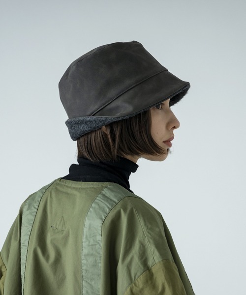 SUBLIME（サブライム）の「【SUBLIME/サブライム】BRUSHED FUR-PU R/HAT 両表ハット（ハット・レディース・ベージュ/ブラック・FREE）」の5枚目の写真