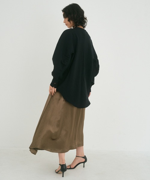 OUTERSUNSET（アウターサンセット）の「tuck satin skirt（スカート・レディース・ネイビー/ブラウン・SMALL/MEDIUM）」の22枚目の写真