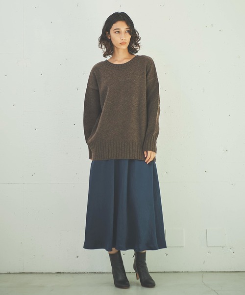 OUTERSUNSET（アウターサンセット）の「tuck satin skirt（スカート・レディース・ネイビー/ブラウン・SMALL/MEDIUM）」の14枚目の写真