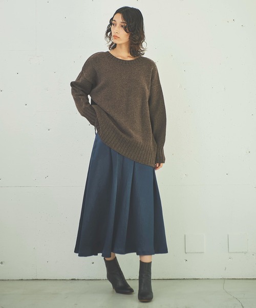 OUTERSUNSET（アウターサンセット）の「tuck satin skirt（スカート・レディース・ネイビー/ブラウン・SMALL/MEDIUM）」の11枚目の写真