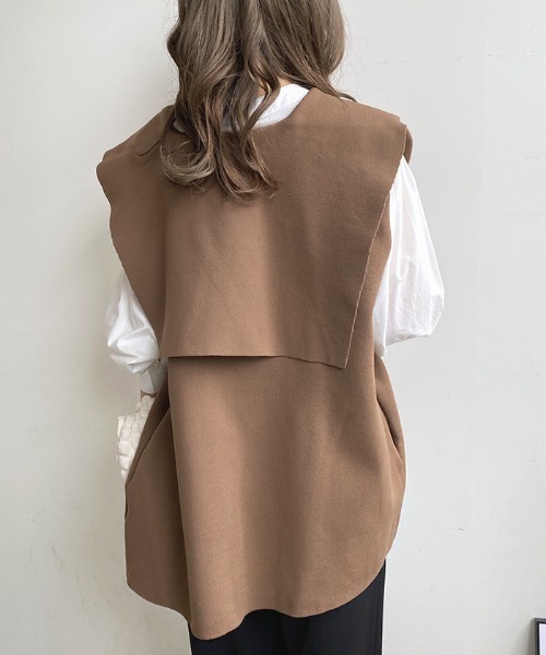 Futier land（フューティアランド）の「セーラーカラーニットジレ（ベスト・レディース・ブラック/アイボリー/ブラウン・FREE）」の19枚目の写真