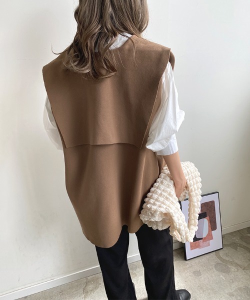 Futier land（フューティアランド）の「セーラーカラーニットジレ（ベスト・レディース・ブラック/アイボリー/ブラウン・FREE）」の21枚目の写真