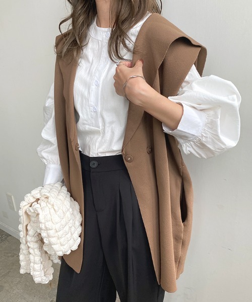 Futier land（フューティアランド）の「セーラーカラーニットジレ（ベスト・レディース・ブラック/アイボリー/ブラウン・FREE）」の16枚目の写真