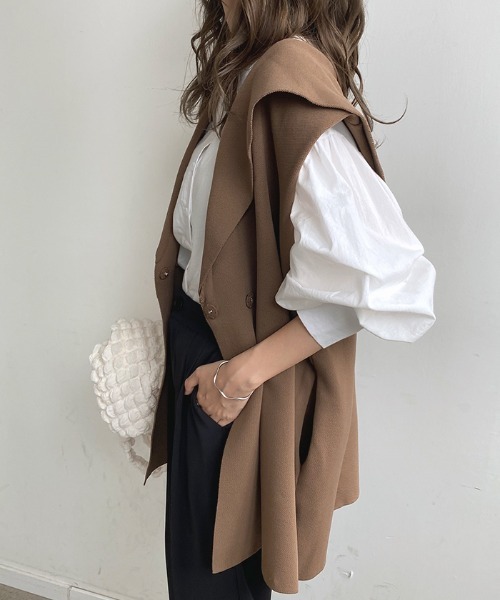 Futier land（フューティアランド）の「セーラーカラーニットジレ（ベスト・レディース・ブラック/アイボリー/ブラウン・FREE）」の18枚目の写真