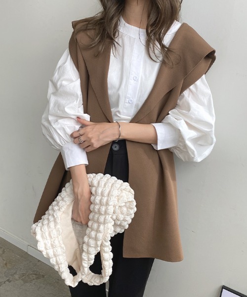 Futier land（フューティアランド）の「セーラーカラーニットジレ（ベスト・レディース・ブラック/アイボリー/ブラウン・FREE）」の17枚目の写真