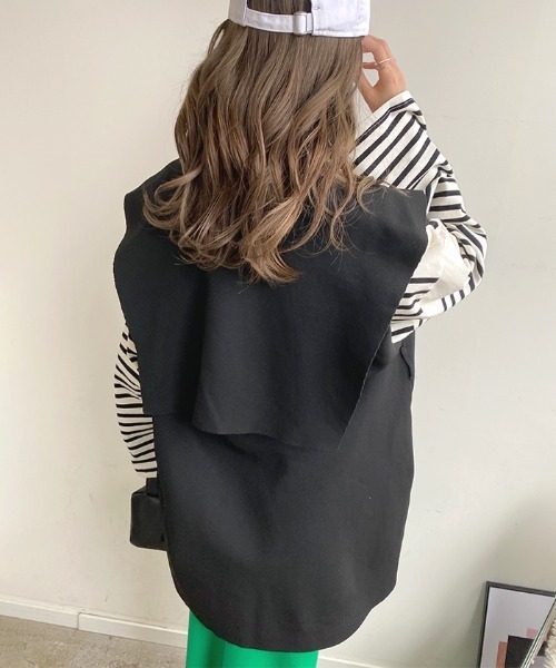 Futier land（フューティアランド）の「セーラーカラーニットジレ（ベスト・レディース・ブラック/アイボリー/ブラウン・FREE）」の8枚目の写真