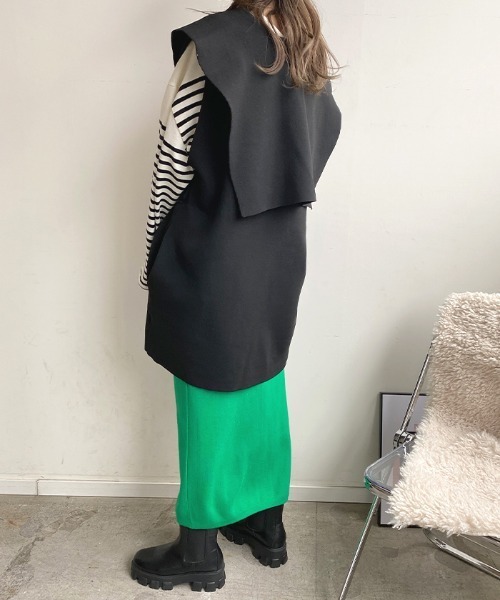 Futier land（フューティアランド）の「セーラーカラーニットジレ（ベスト・レディース・ブラック/アイボリー/ブラウン・FREE）」の11枚目の写真