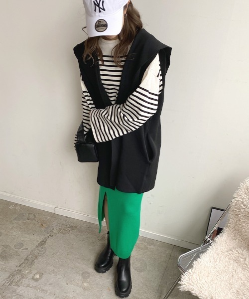 Futier land（フューティアランド）の「セーラーカラーニットジレ（ベスト・レディース・ブラック/アイボリー/ブラウン・FREE）」の13枚目の写真