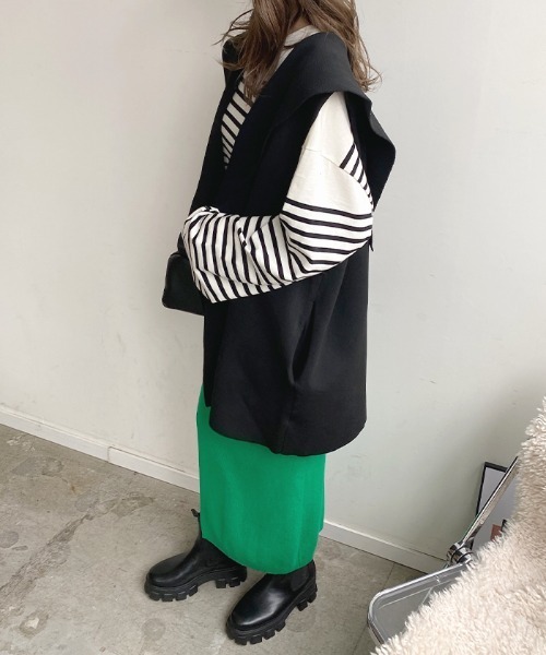 Futier land（フューティアランド）の「セーラーカラーニットジレ（ベスト・レディース・ブラック/アイボリー/ブラウン・FREE）」の14枚目の写真