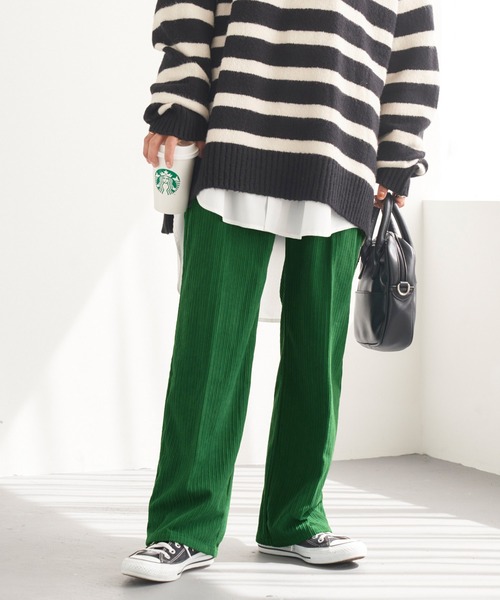 Chaco closet（チャコ クローゼット）の「コーデュロイ2タックワイドストレートパンツ（その他パンツ・レディース・グリーン/ブラウン/チャコール/アイボリー/ブルー・S/M）」の18枚目の写真