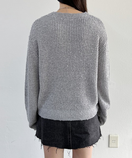 ニットグレーおさむらい様 FOXブレンド ラメ フォルム ドルマン ニット プルオーバー（ニット