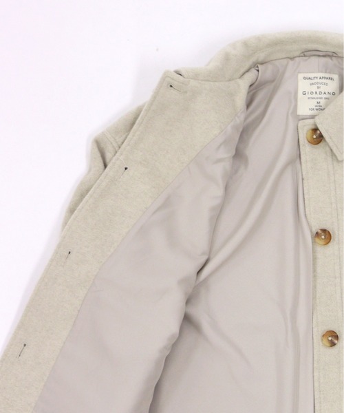 GIORDANO（ジョルダーノ）の「[ GIORDANO ]ウールタッチシャツジャケット（ブルゾン・レディース・カーキ・MEDIUM/LARGE）」の9枚目の写真