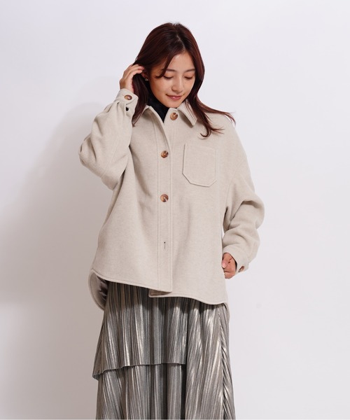 GIORDANO（ジョルダーノ）の「[ GIORDANO ]ウールタッチシャツジャケット（ブルゾン・レディース・カーキ・MEDIUM/LARGE）」の12枚目の写真