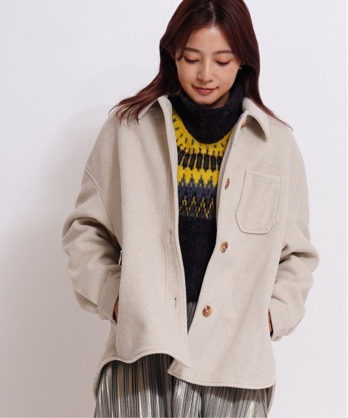 GIORDANO（ジョルダーノ）の「[ GIORDANO ]ウールタッチシャツジャケット（ブルゾン・レディース・カーキ・MEDIUM/LARGE）」の11枚目の写真