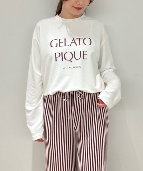 gelato pique(ジェラートピケ)の「【UNISEX】インレイロゴロンT(Tシャツ/カットソー・レディース・ネイビー/オフホワイト・S-M/M-L)」の2枚目の写真